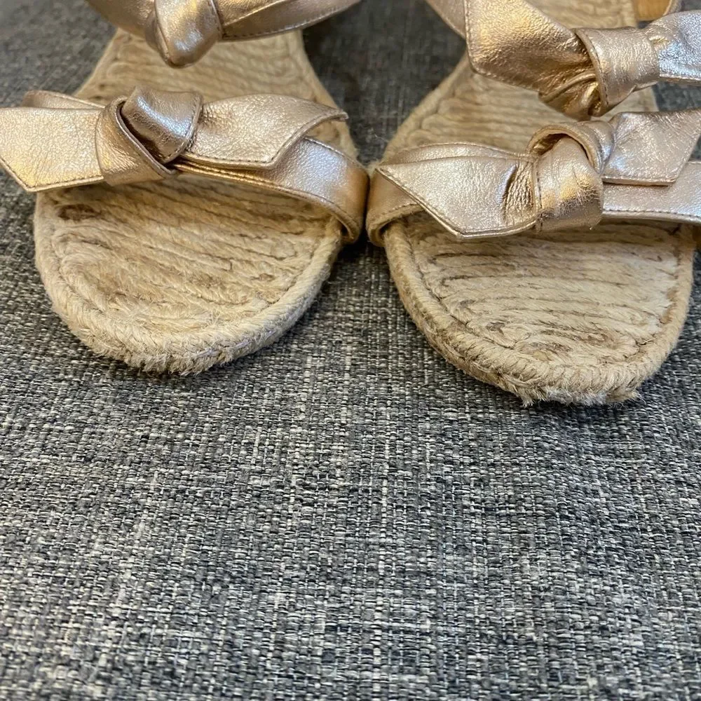 Alexandre Birman Clarita Demi Espadrille Wedge Sandals in Gold Size 38.5